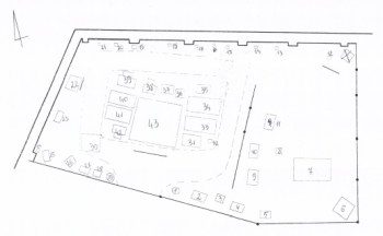 Plan Lapidarium Cmentarza Katedralnego w Łomży. Stan na 10.X.2018 roku